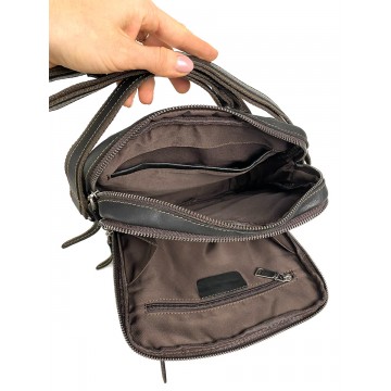 Чоловіча шкіряна сумка Douglas через плече чорна фото