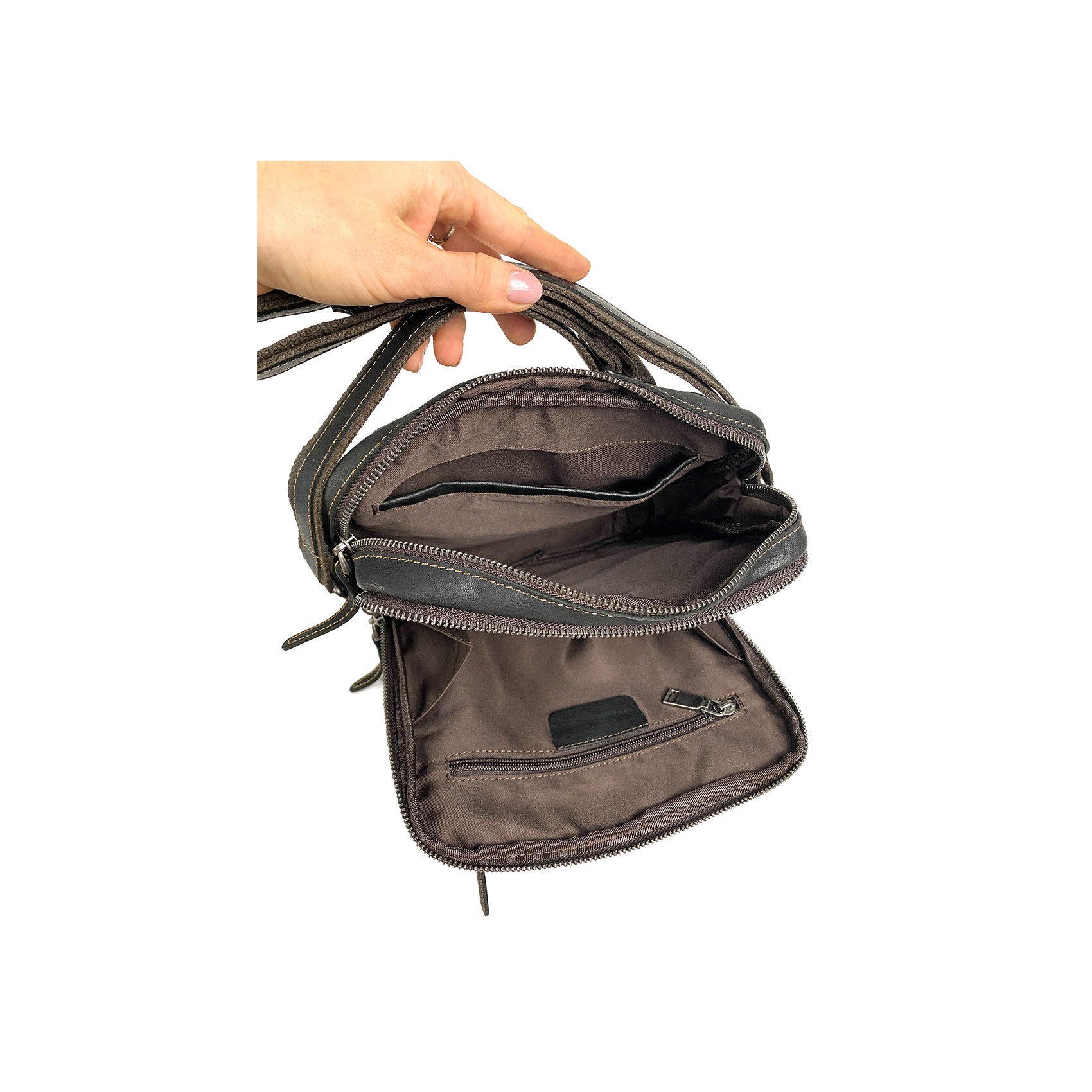 Мужская кожаная сумка Douglas через плечо черная