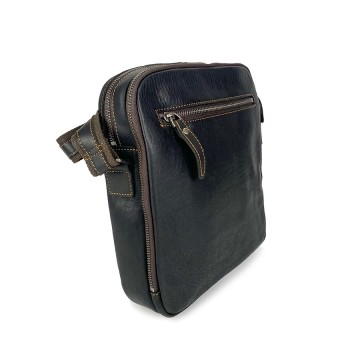 Чоловіча шкіряна сумка Douglas через плече чорна фото