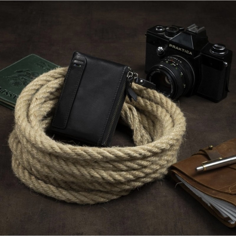 Чоловічий шкіряний гаманець Allen IP чорний - 5 фото