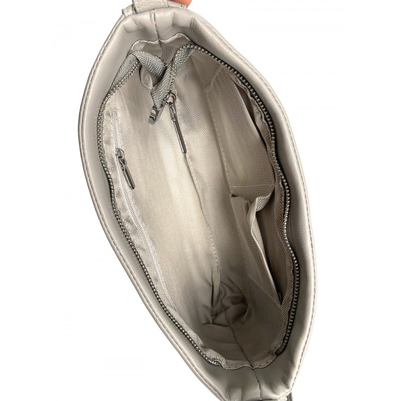 Женская кожаная сумка Julia серая - 5 фото