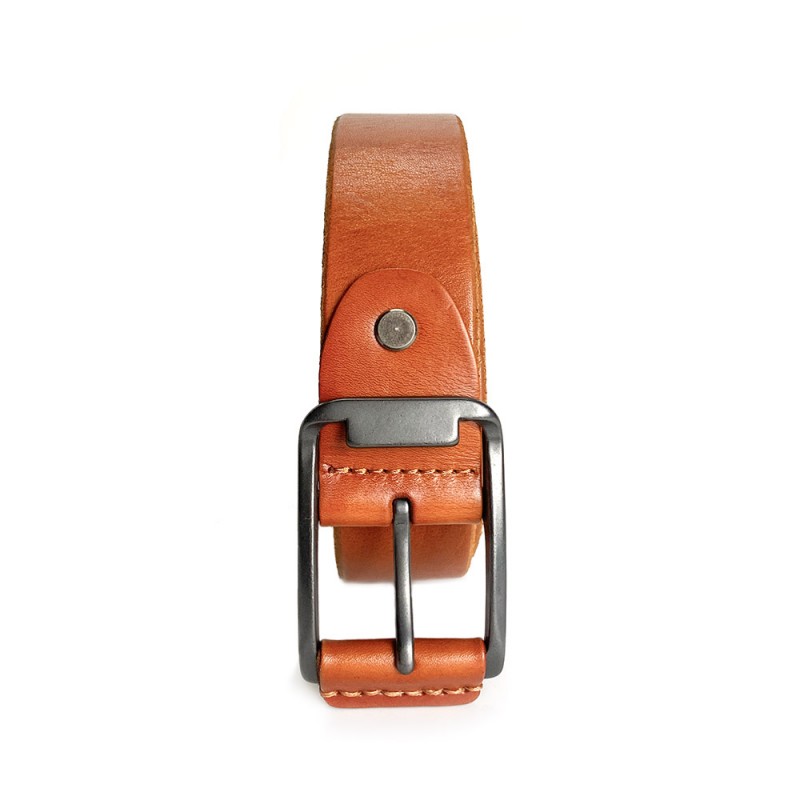 Мужской кожаный ремень Edwin светло-коричневый - 2 фото