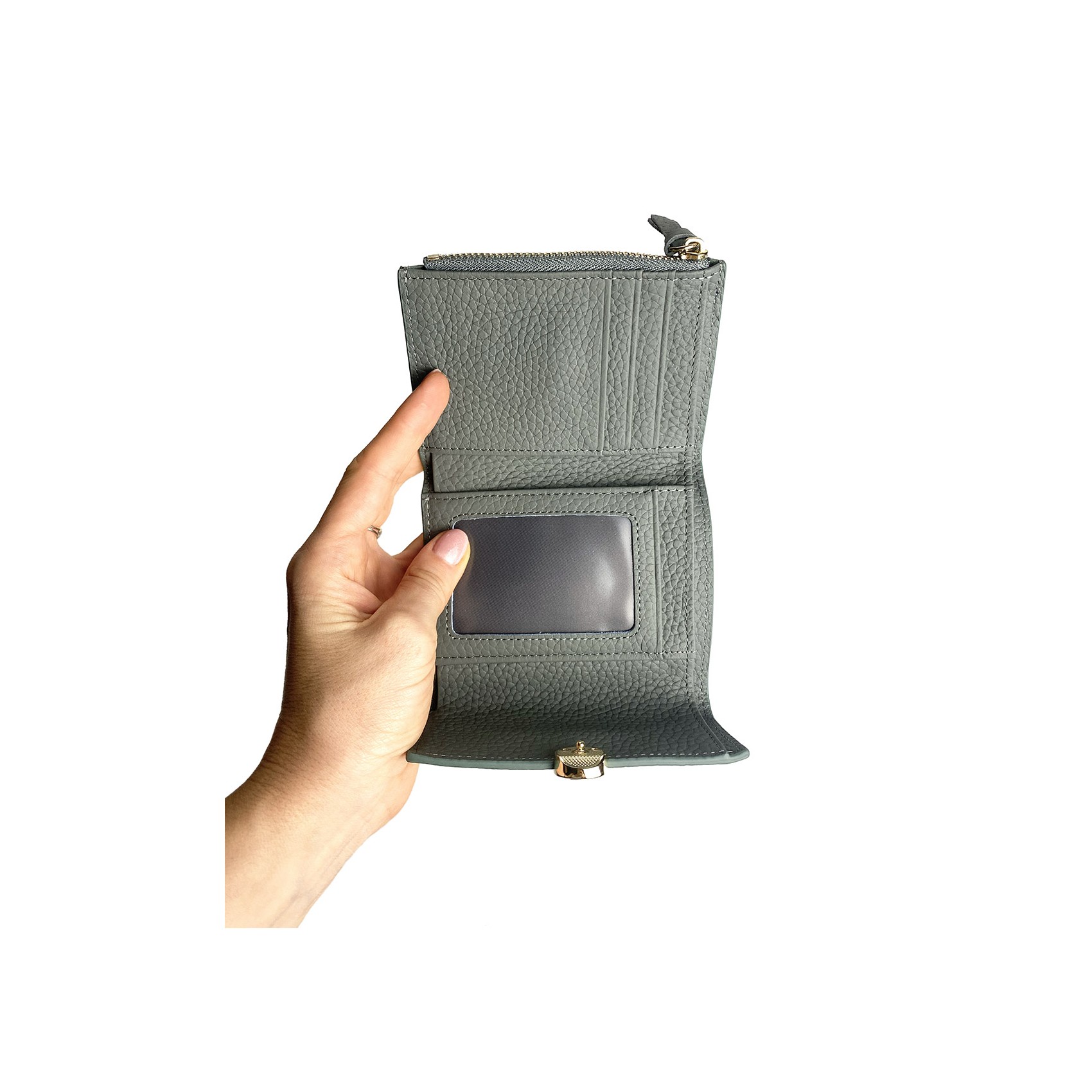 Женский кожаный кошелек Whitney серо-зеленый