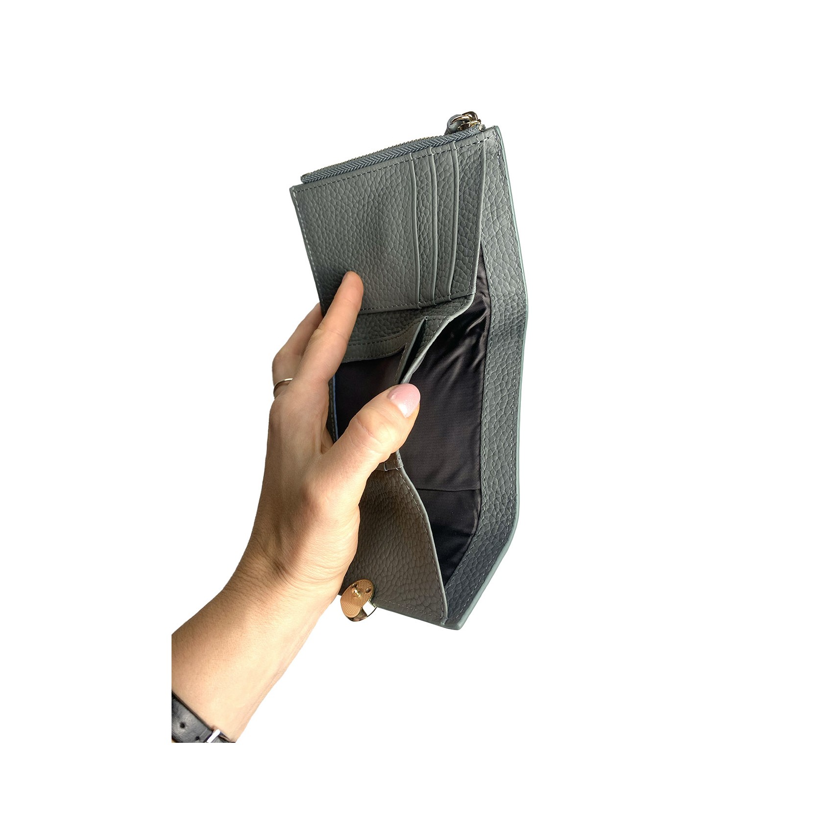 Женский кожаный кошелек Whitney серо-зеленый