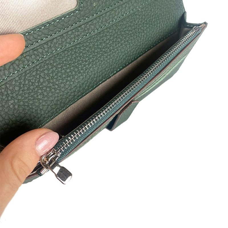 Женский кожаный кошелек Louise темно-зеленый - 6 фото