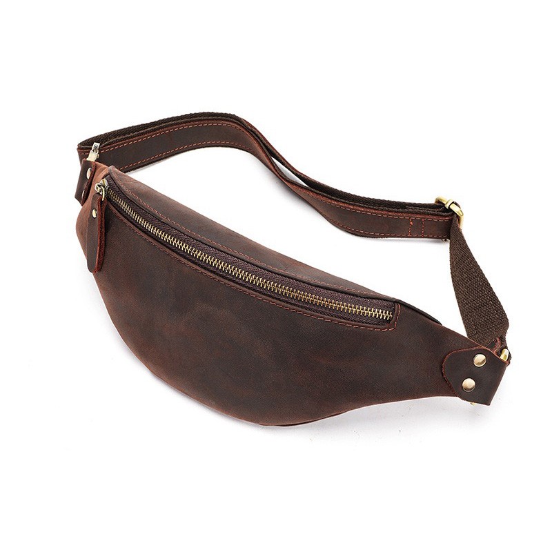 Кожаная сумка бананка на пояс Werner темно-коричневая фото