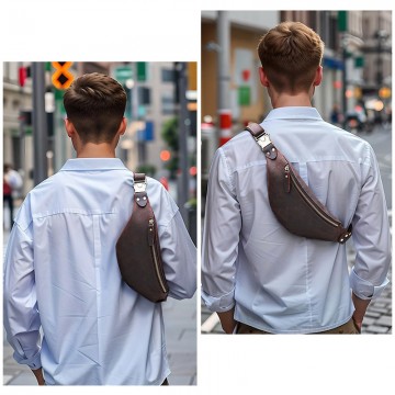 Кожаная сумка бананка на пояс Werner темно-коричневая фото