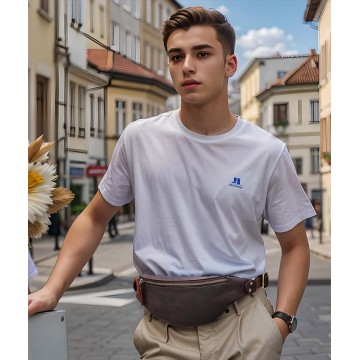 Шкіряна сумка бананка на пояс Werner темно-коричнева фото