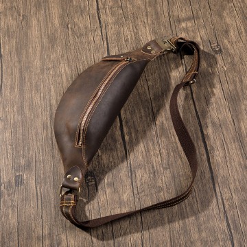 Кожаная сумка бананка на пояс Werner темно-коричневая фото