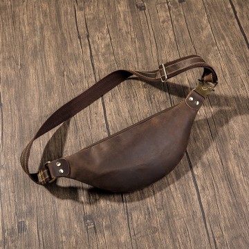 Кожаная сумка бананка на пояс Werner темно-коричневая фото