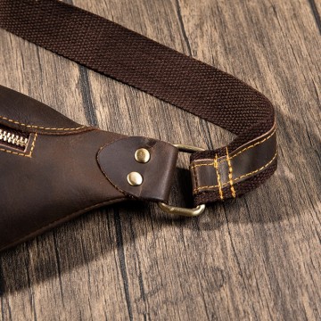 Шкіряна сумка бананка на пояс Werner темно-коричнева фото