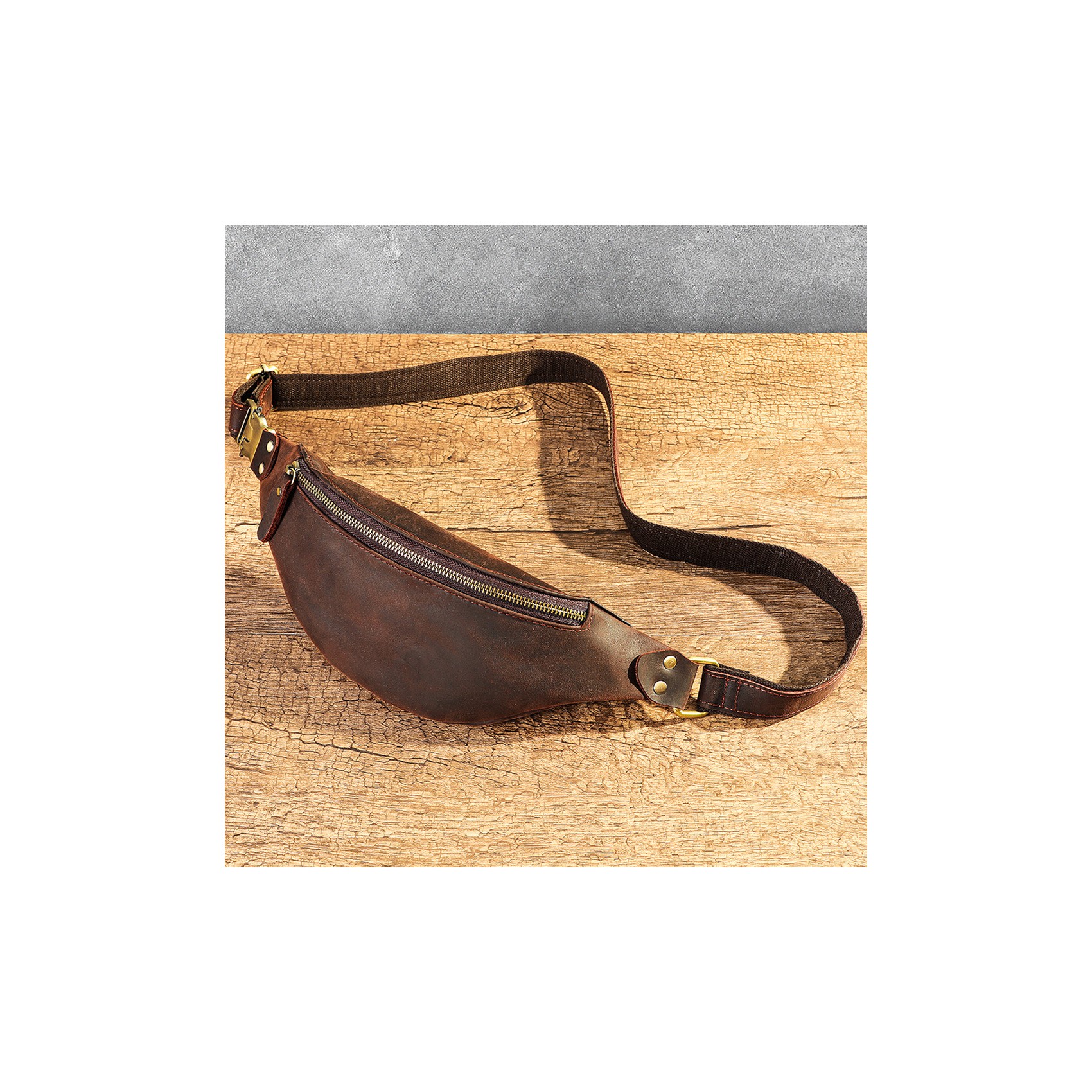 Шкіряна сумка бананка на пояс Werner темно-коричнева