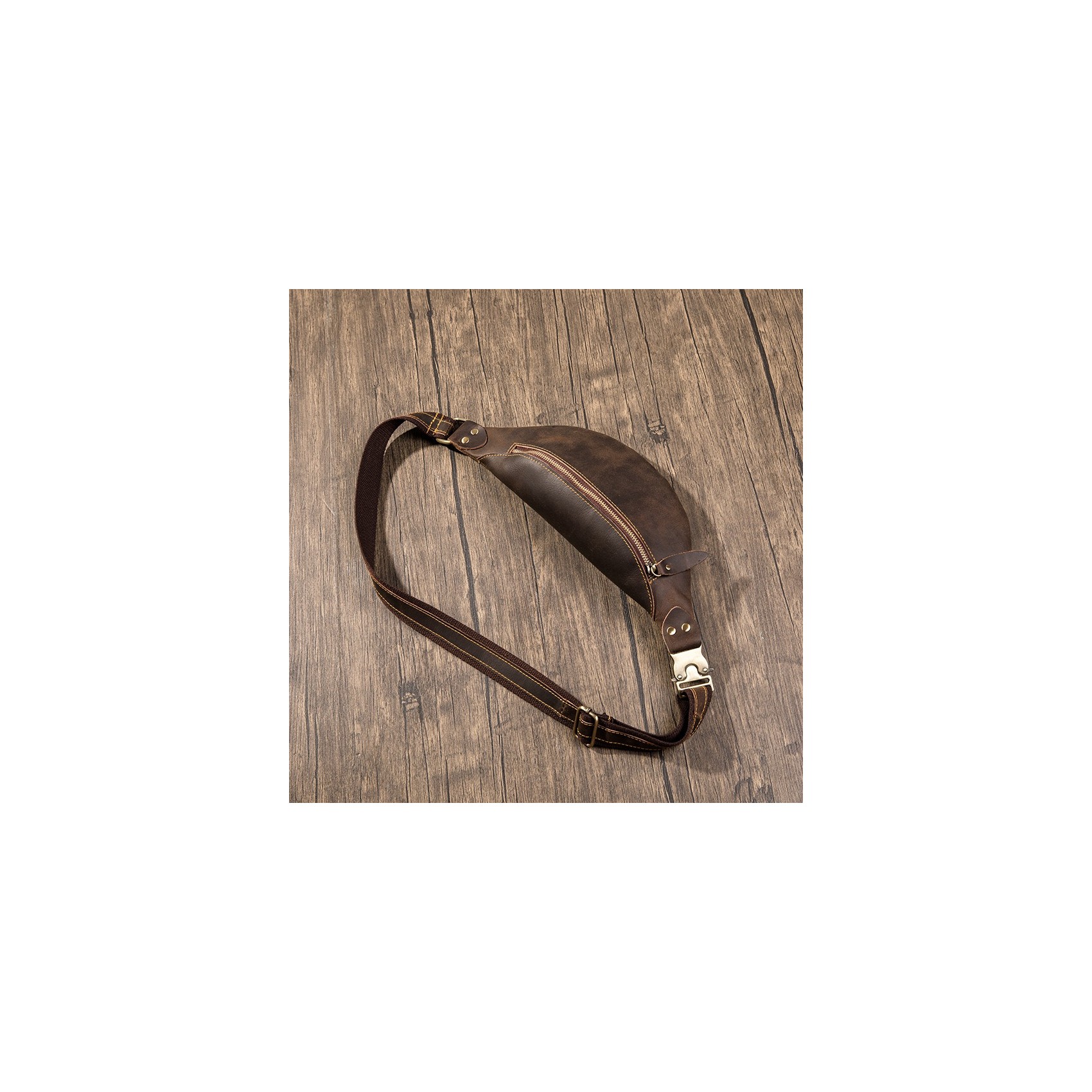 Кожаная сумка бананка на пояс Werner темно-коричневая