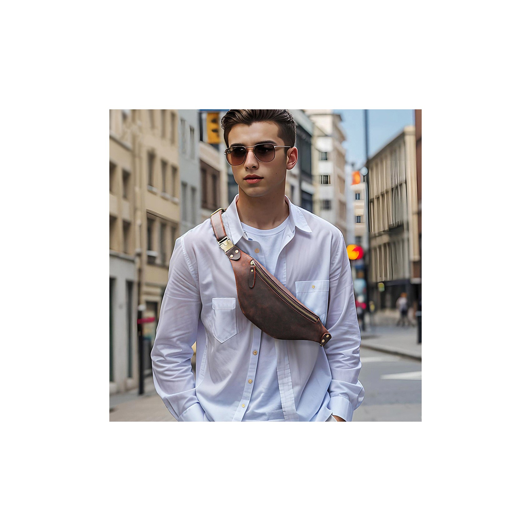 Шкіряна сумка бананка на пояс Werner темно-коричнева