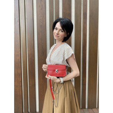 Женская кожаная сумка-клатч Erin красная фото