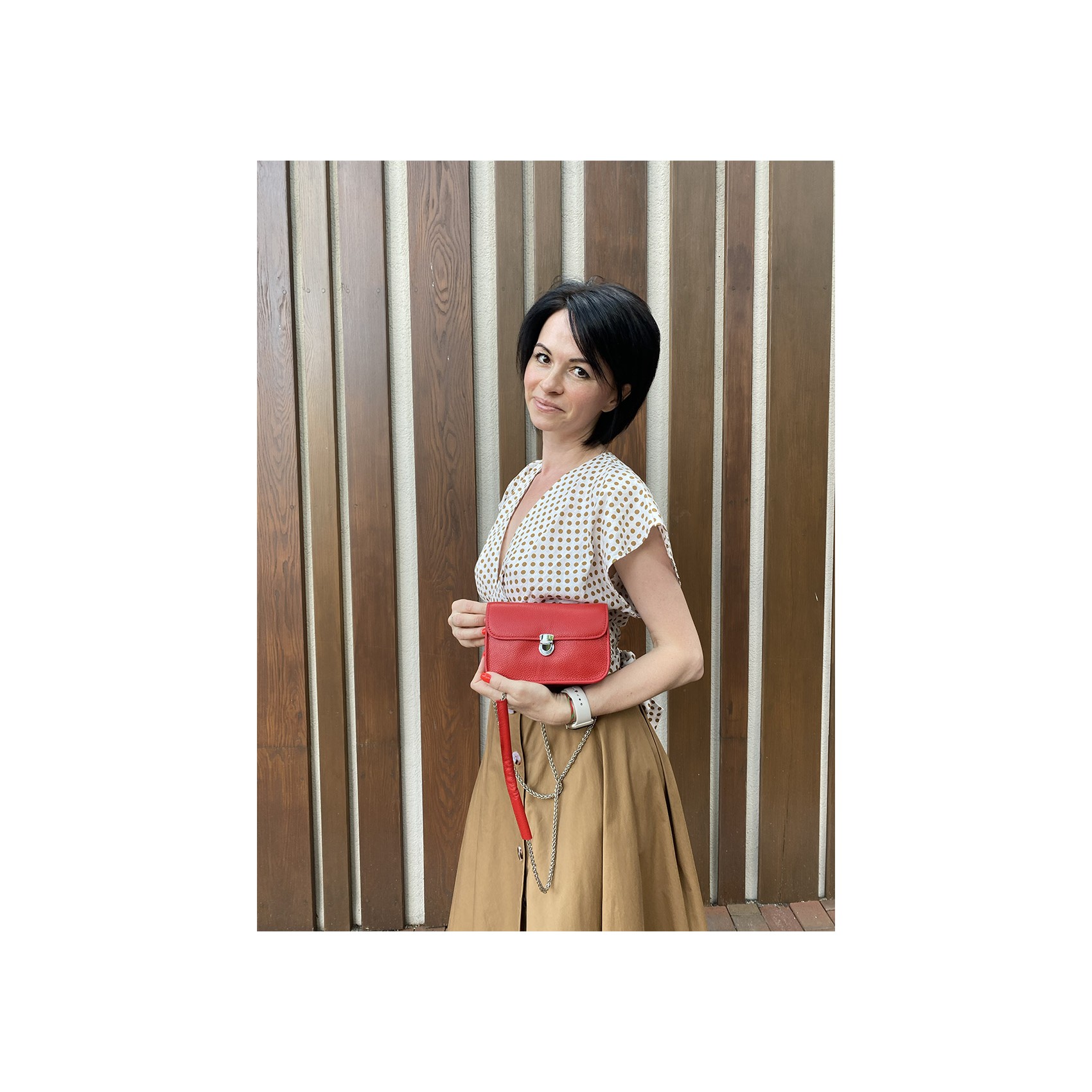 Женская кожаная сумка-клатч Erin красная