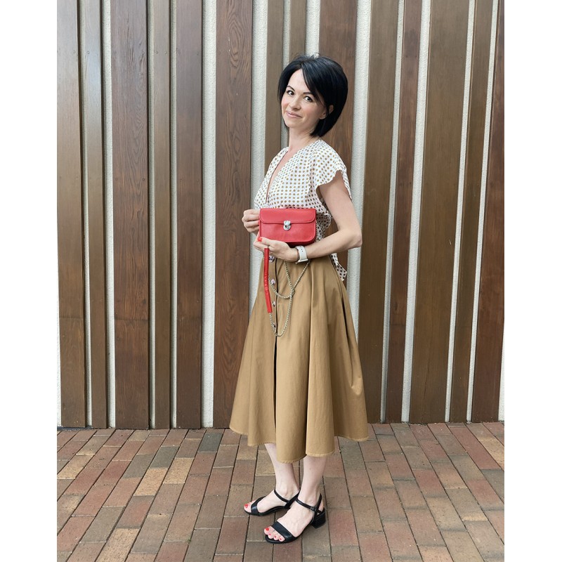 Женская кожаная сумка-клатч Erin красная - 5 фото