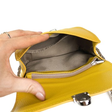 Женская кожаная сумка-клатч Erin желтая фото