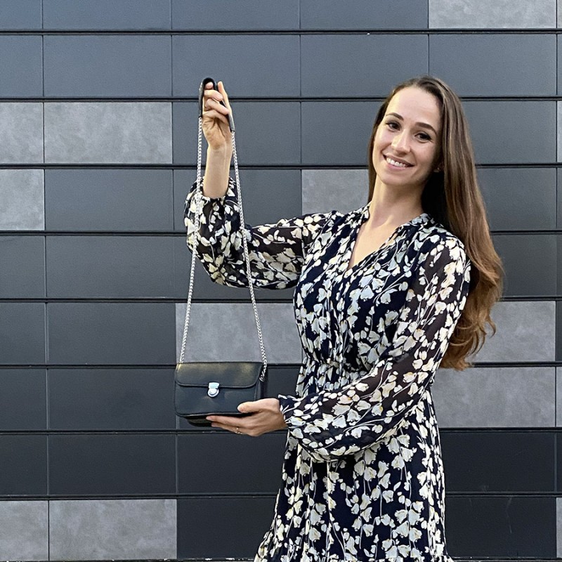 Жіноча шкіряна сумка-клатч Erin чорна - 3 фото