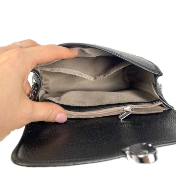 Жіноча шкіряна сумка-клатч Erin чорна фото