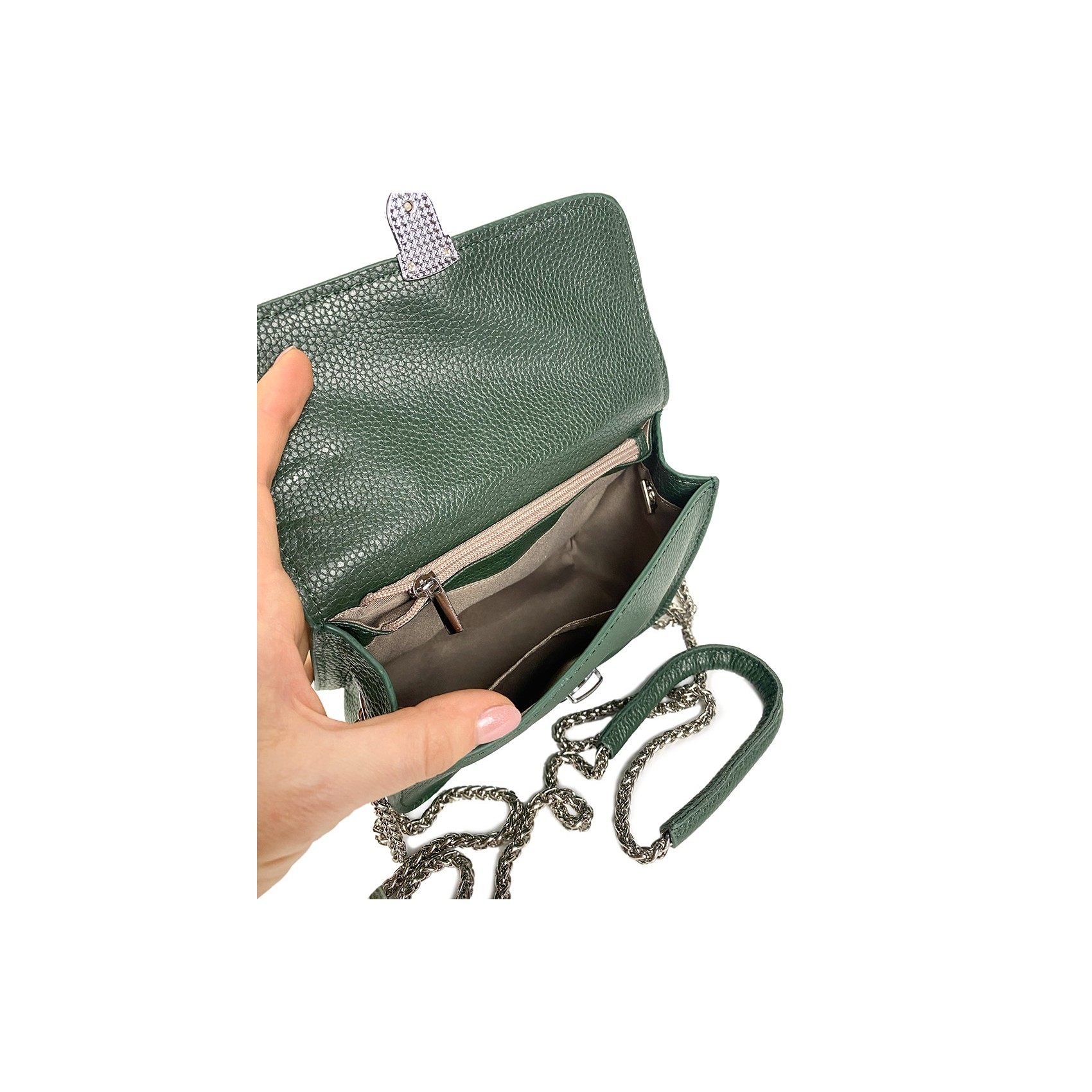 Жіноча шкіряна сумка-клатч Erin зелена