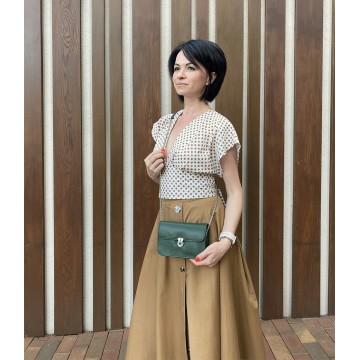 Женская кожаная сумка-клатч Erin зеленая фото