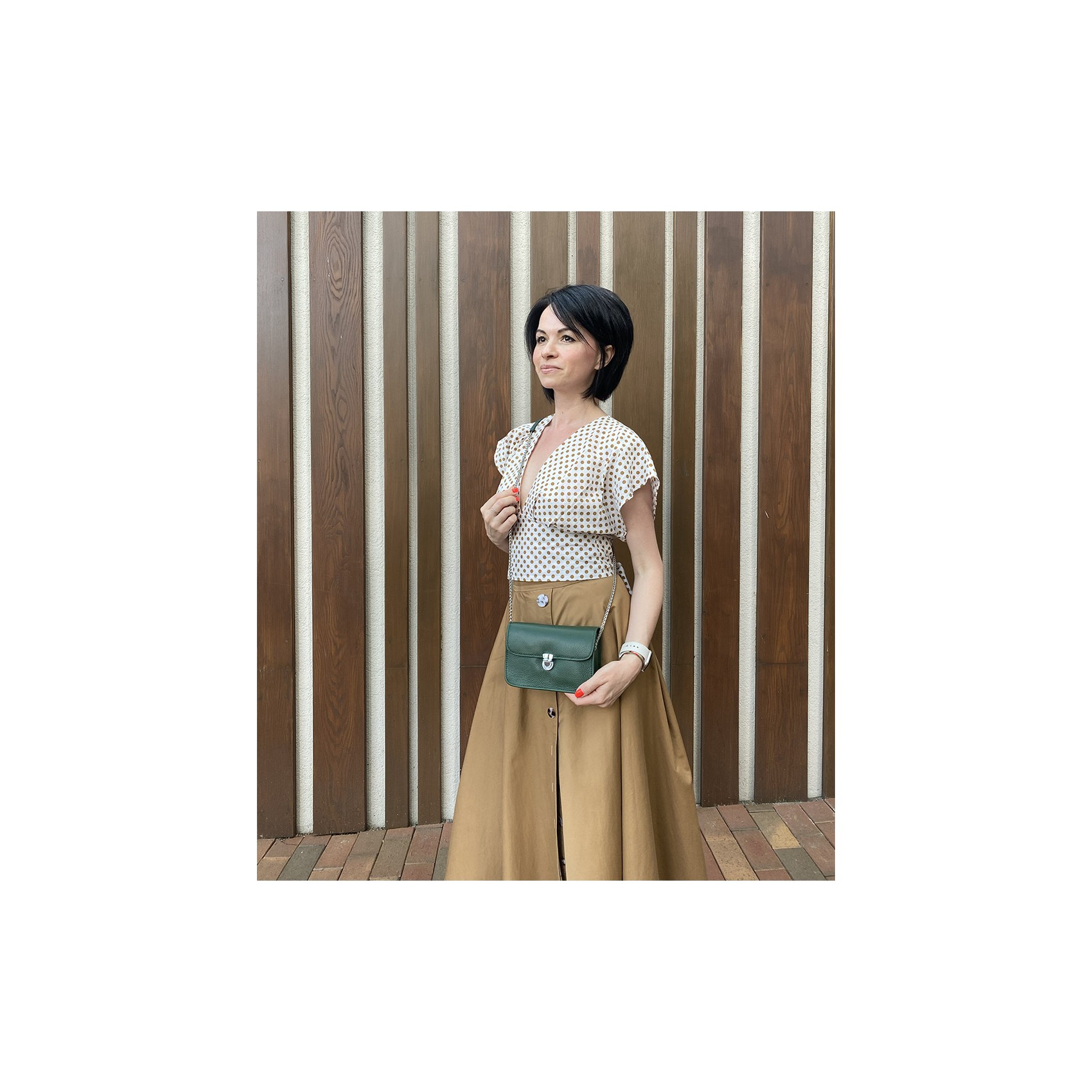 Жіноча шкіряна сумка-клатч Erin зелена