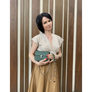 Женская кожаная сумка-клатч Erin зеленая фото