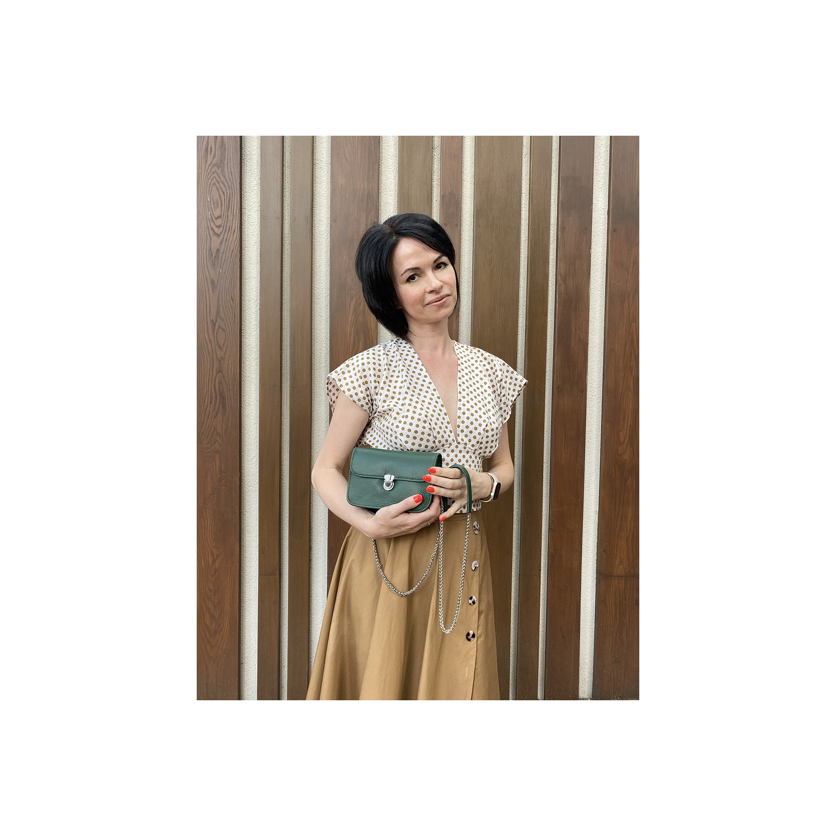 Жіноча шкіряна сумка-клатч Erin зелена