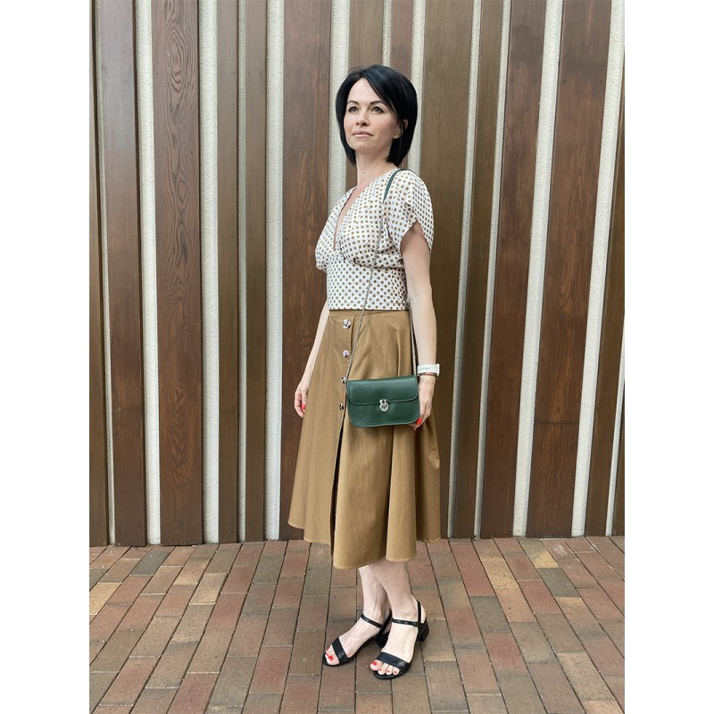 Женская кожаная сумка-клатч Erin зеленая - 7 фото