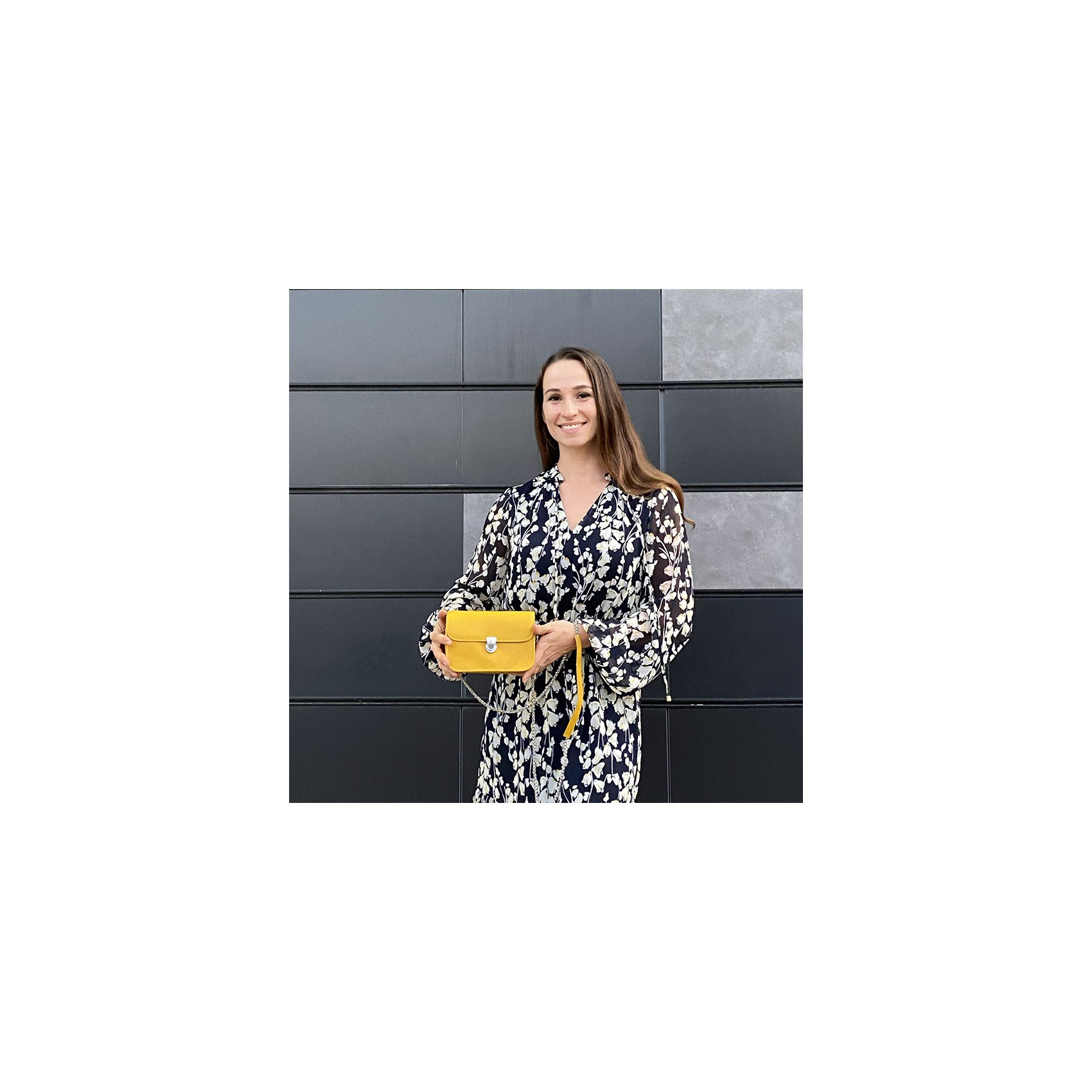 Женская кожаная сумка-клатч Erin желтая