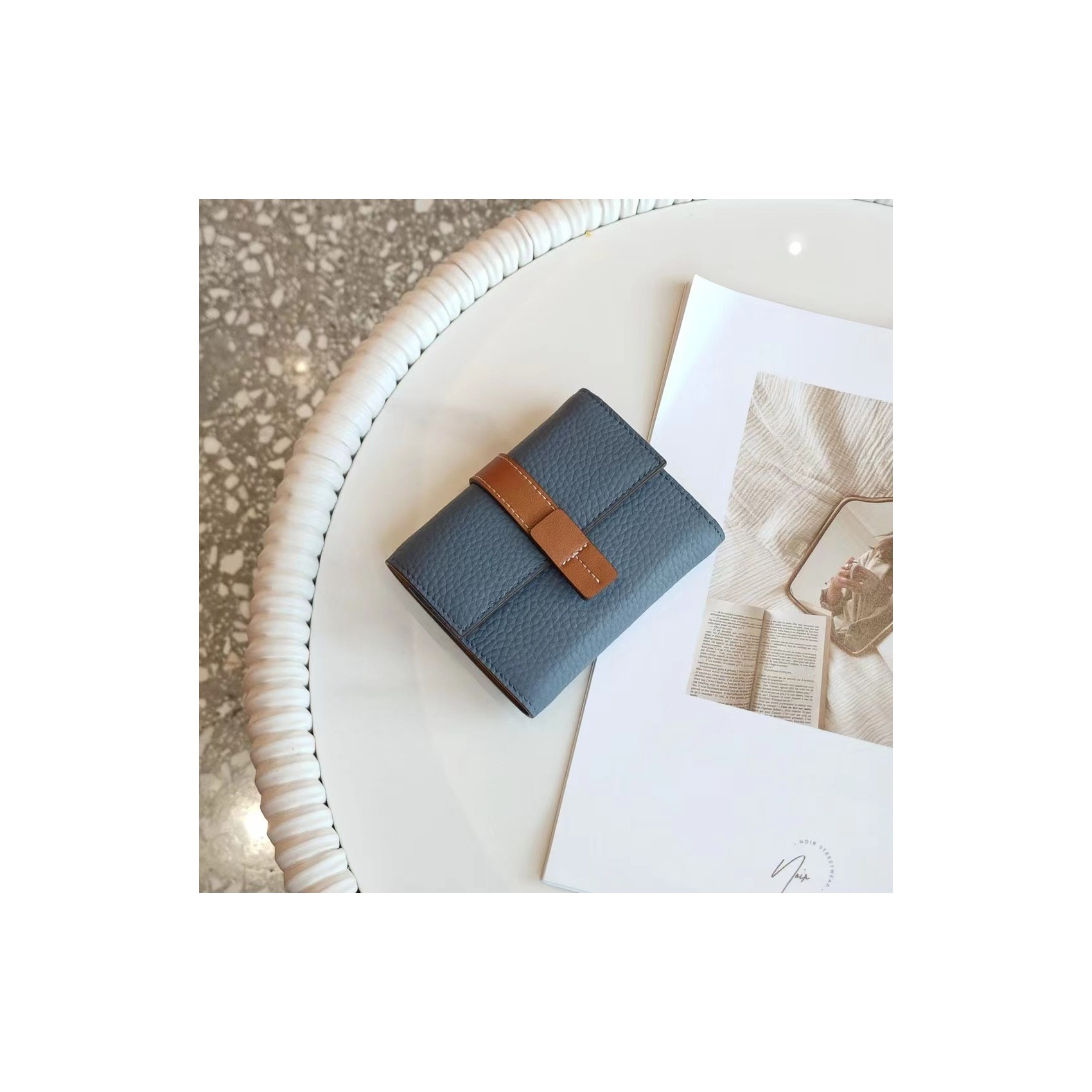 Женский кожаный кошелек Rachel серо-синий