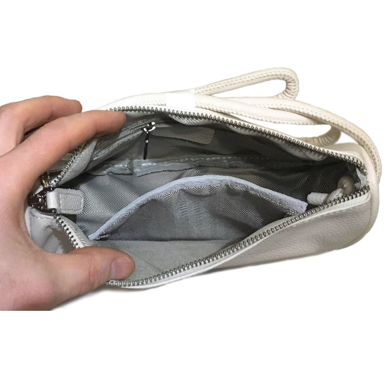 Женская кожаная сумка Megan молочная - 7 фото