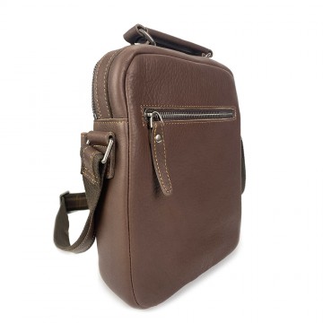 Чоловіча шкіряна сумка барсетка Edmund через плече коричнева фото