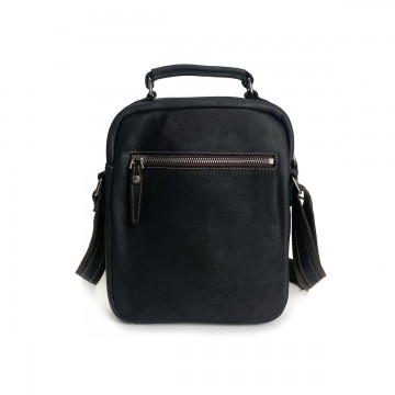 Чоловіча шкіряна сумка барсетка Edmund через плече чорна фото