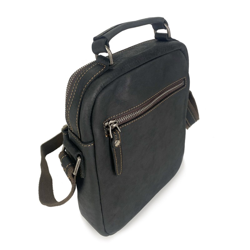 Чоловіча шкіряна сумка барсетка Edmund через плече чорна - 5 фото