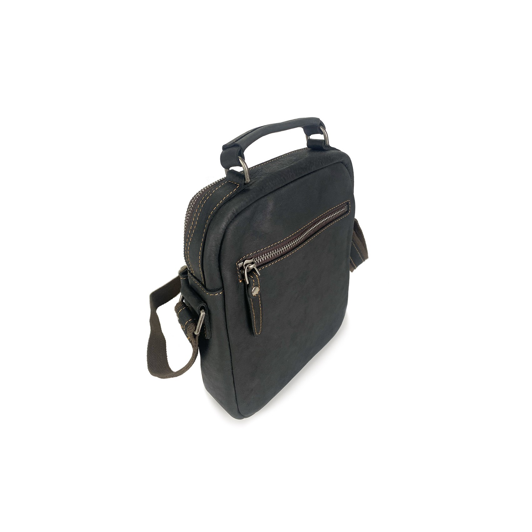 Чоловіча шкіряна сумка барсетка Edmund через плече чорна