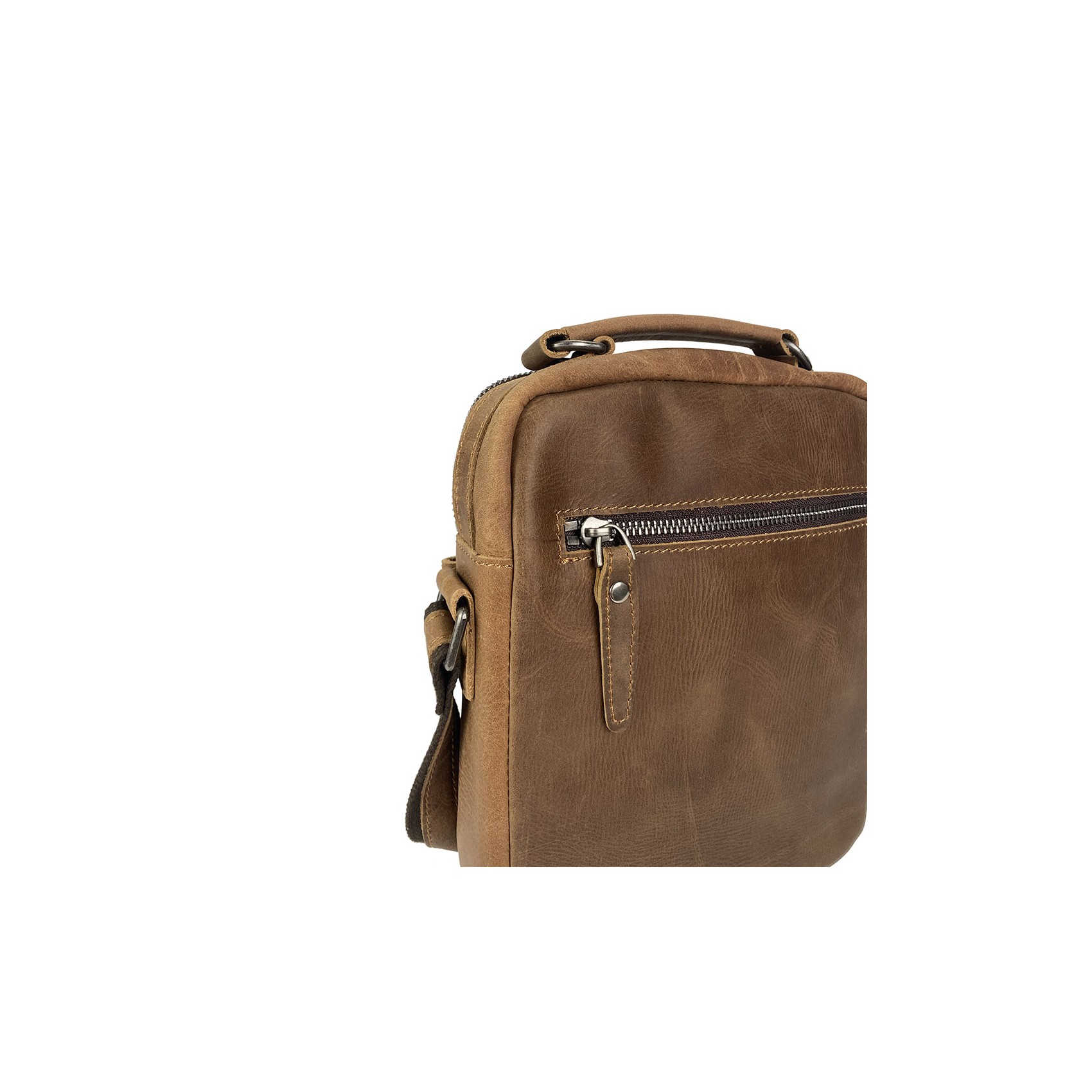 Чоловіча шкіряна сумка барсетка Edmund через плече світло-коричнева