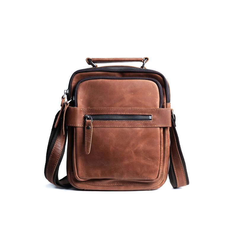 Мужская кожаная сумка барсетка Edmund через плечо светло-коричневая фото