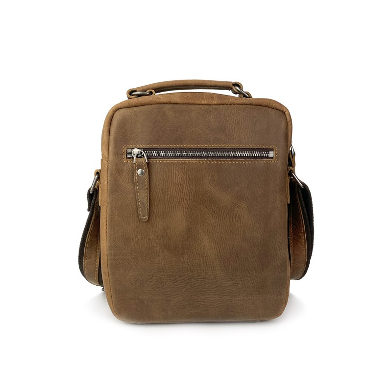 Чоловіча шкіряна сумка барсетка Edmund через плече світло-коричнева - 5 фото