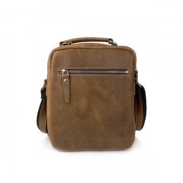 Чоловіча шкіряна сумка барсетка Edmund через плече світло-коричнева фото