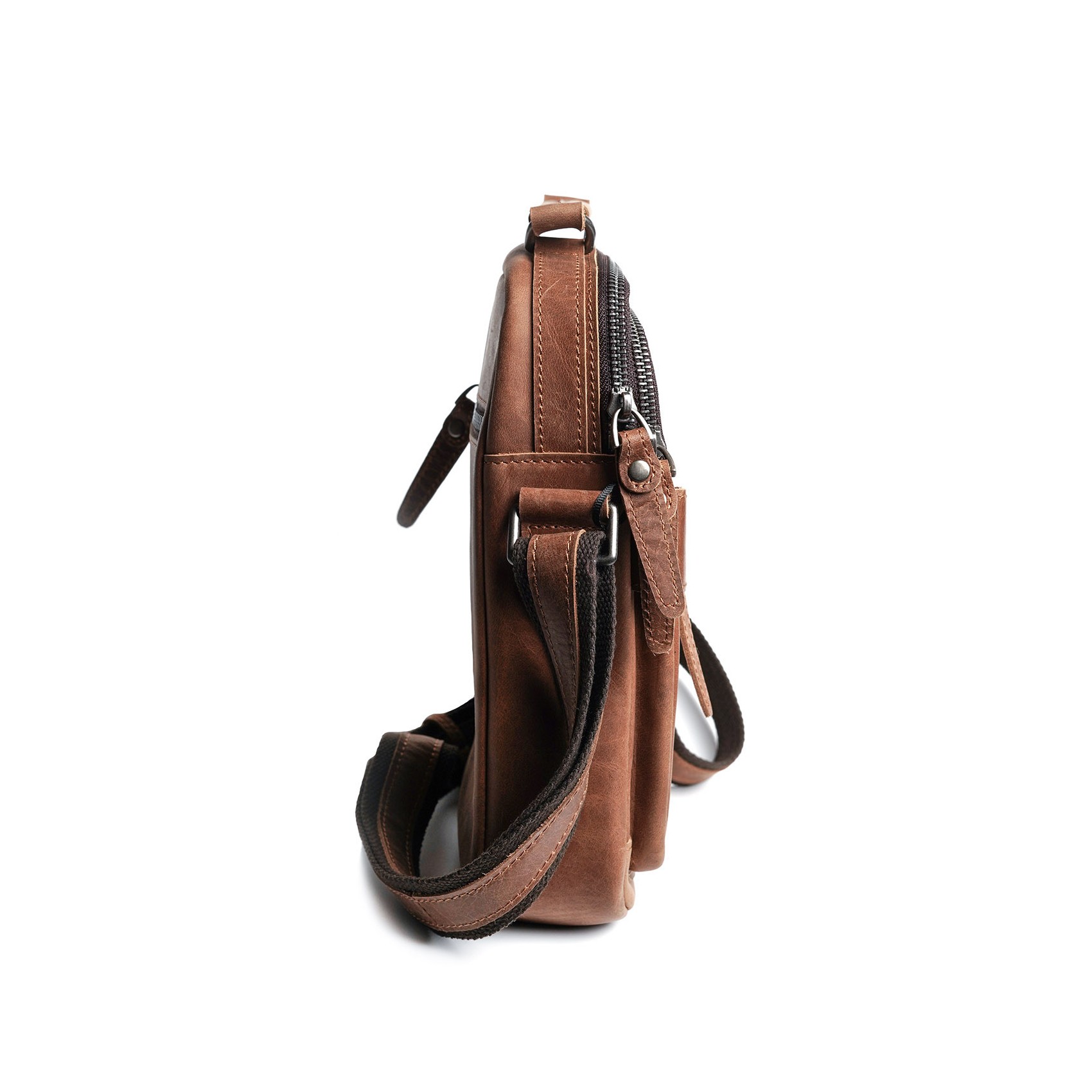 Чоловіча шкіряна сумка барсетка Edmund через плече світло-коричнева