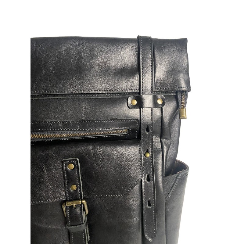 Чоловічий шкіряний рюкзак Frederick чорний для: міста, офісу та подорожей - 11 фото