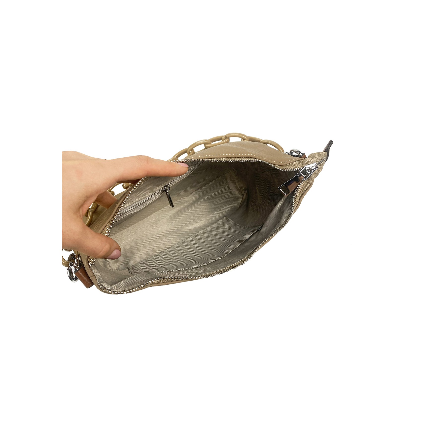 Женская кожаная сумка через плечо Molly светло-коричневая