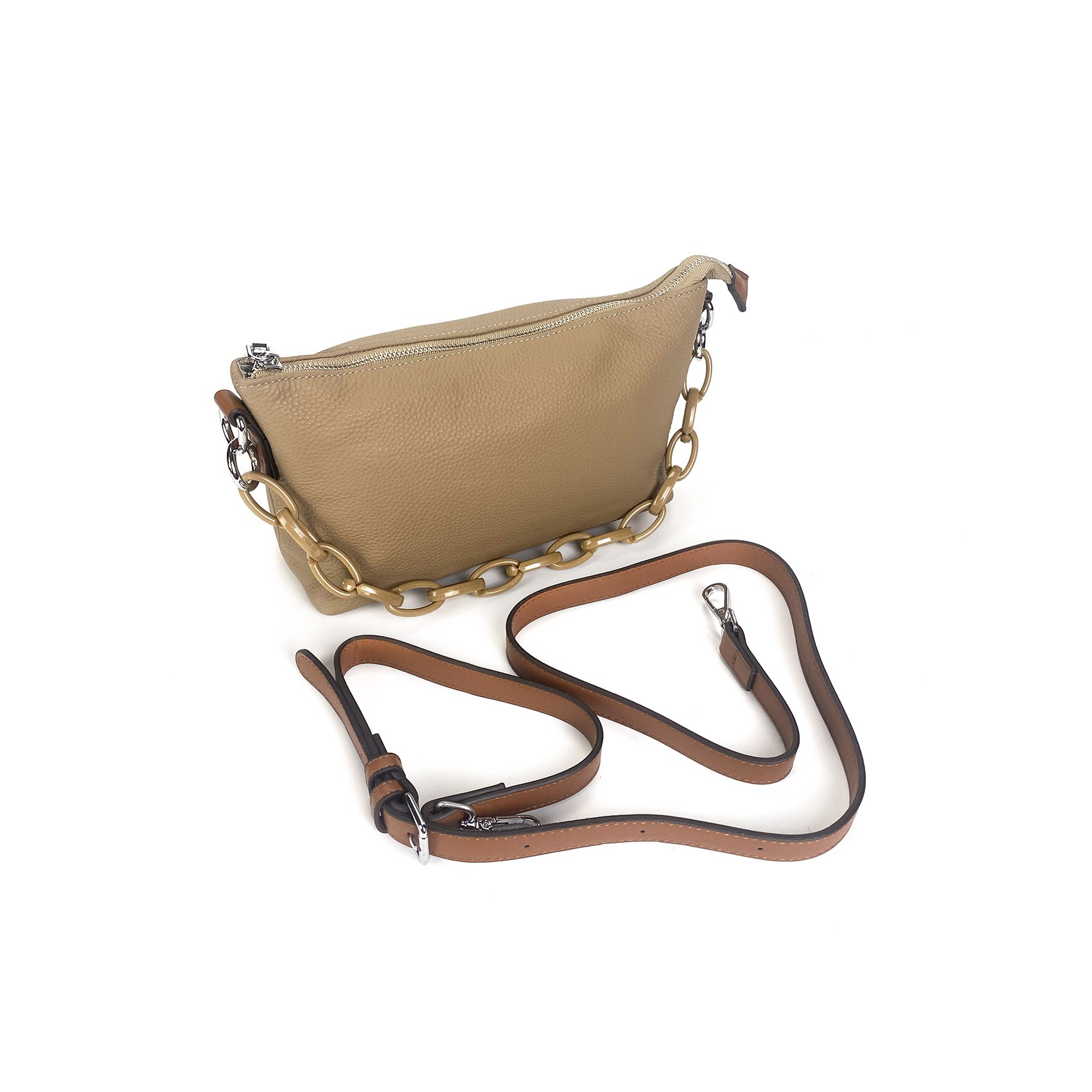 Женская кожаная сумка через плечо Molly светло-коричневая