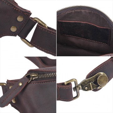 Чоловіча шкіряна сумка бананка на пояс Hector темно-коричнева фото