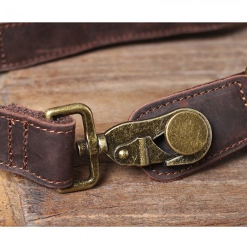 Мужская кожаная сумка бананка на пояс Hector темно-коричневая фото