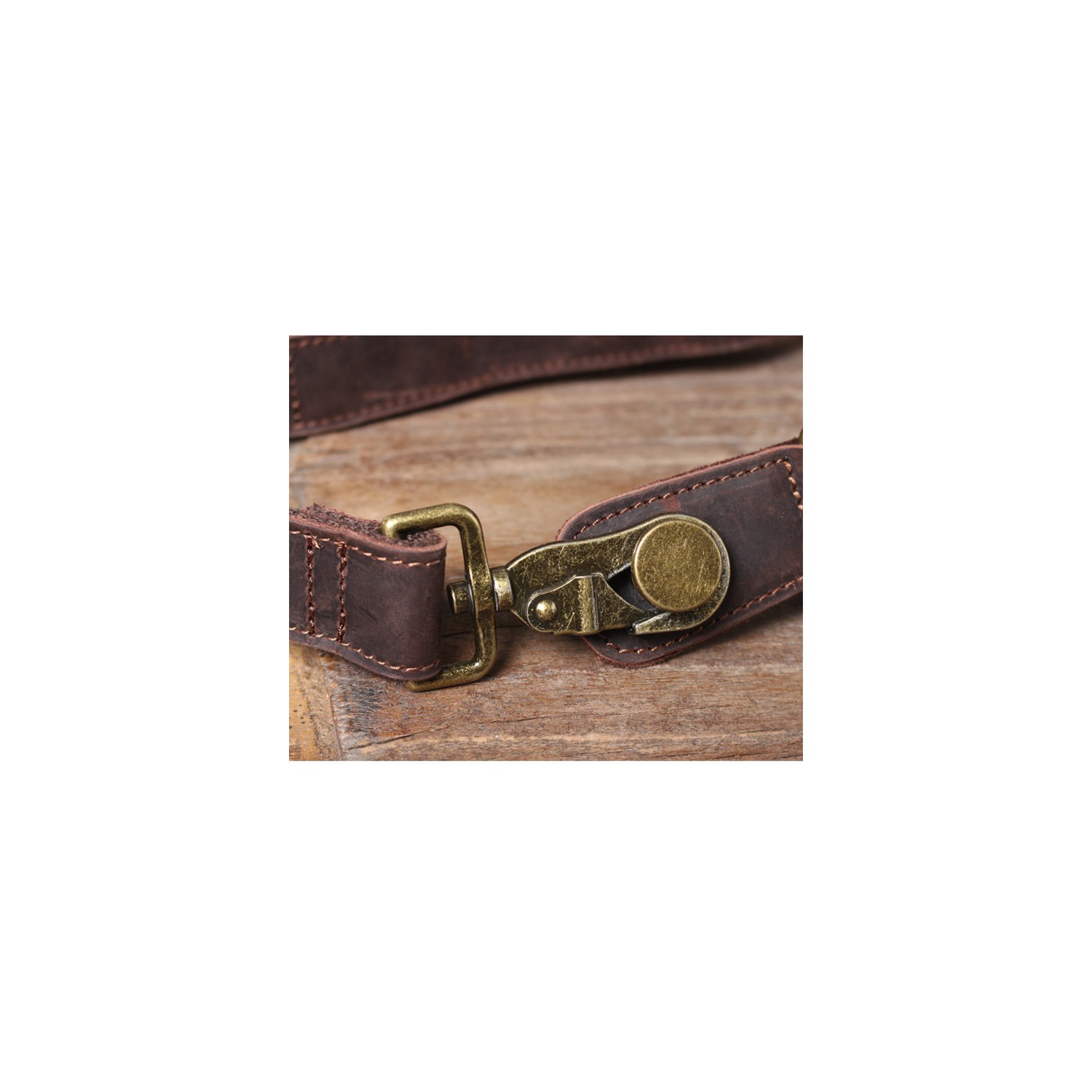 Чоловіча шкіряна сумка бананка на пояс Hector темно-коричнева