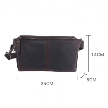 Мужская кожаная сумка бананка на пояс Hector темно-коричневая фото