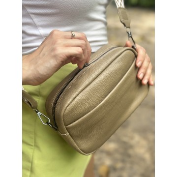 Жіноча шкіряна сумка через плече Marilyn бежева фото